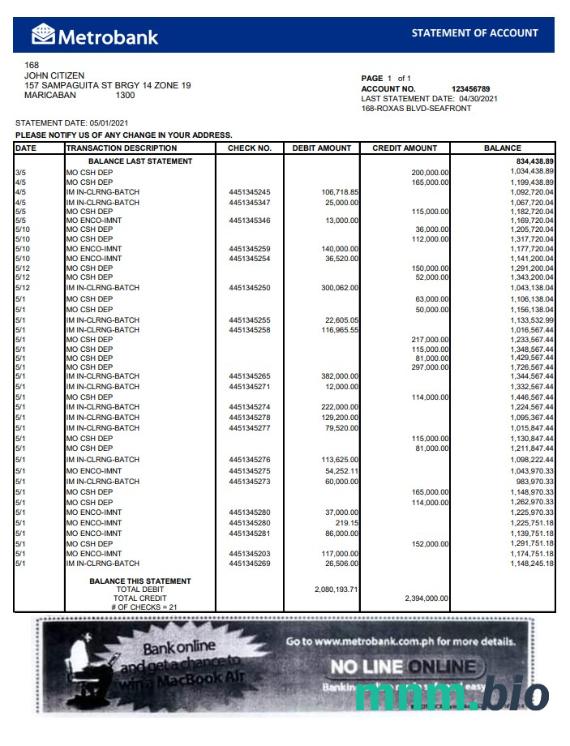 United Kingdom Metro wyciąg bankowy Excel i szablon PDF, 4 strony